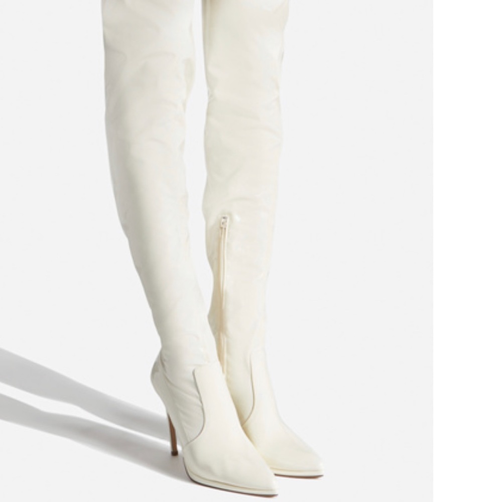 Over the knee white boots